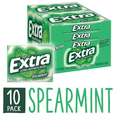 Extra Spearmint Sugar Free Chewing Gum Bulk Pack 15 Pcs., 10 Pk.